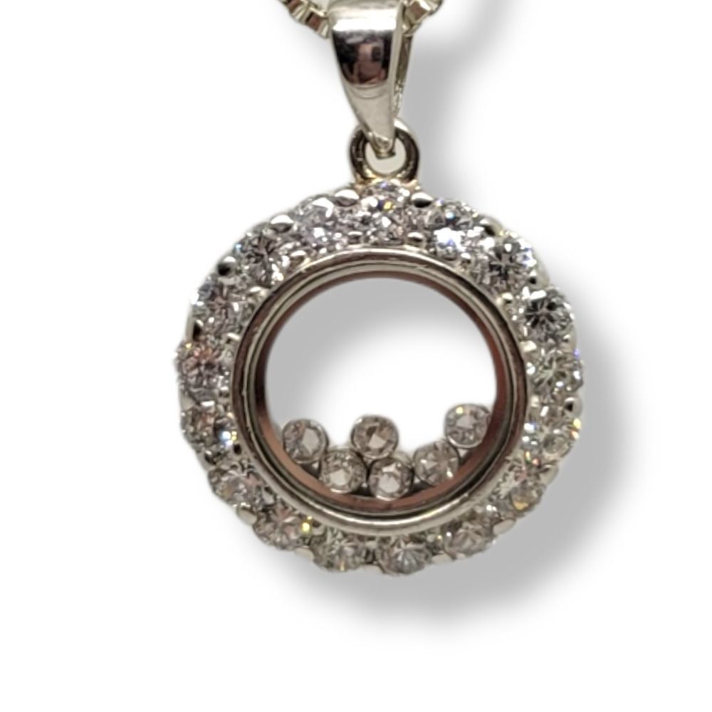 Glitter in Motion Caged Diamond Simulants in framed glass Halo 1.15cttw Pendant